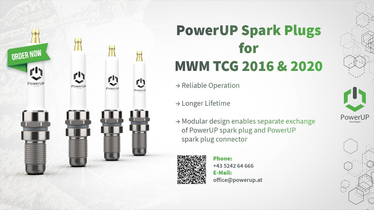 [EN] #PowerUP´s spar kplug developed for #MWM takes advantage of known issues with sudden breakdowns and aims to cut the life-cycle costs of this product.

For more information: powerup.at/mwm/

#powerupyourengine #mwmgasengine #gasengine #sparkplug #tcg2016 #tcg2020