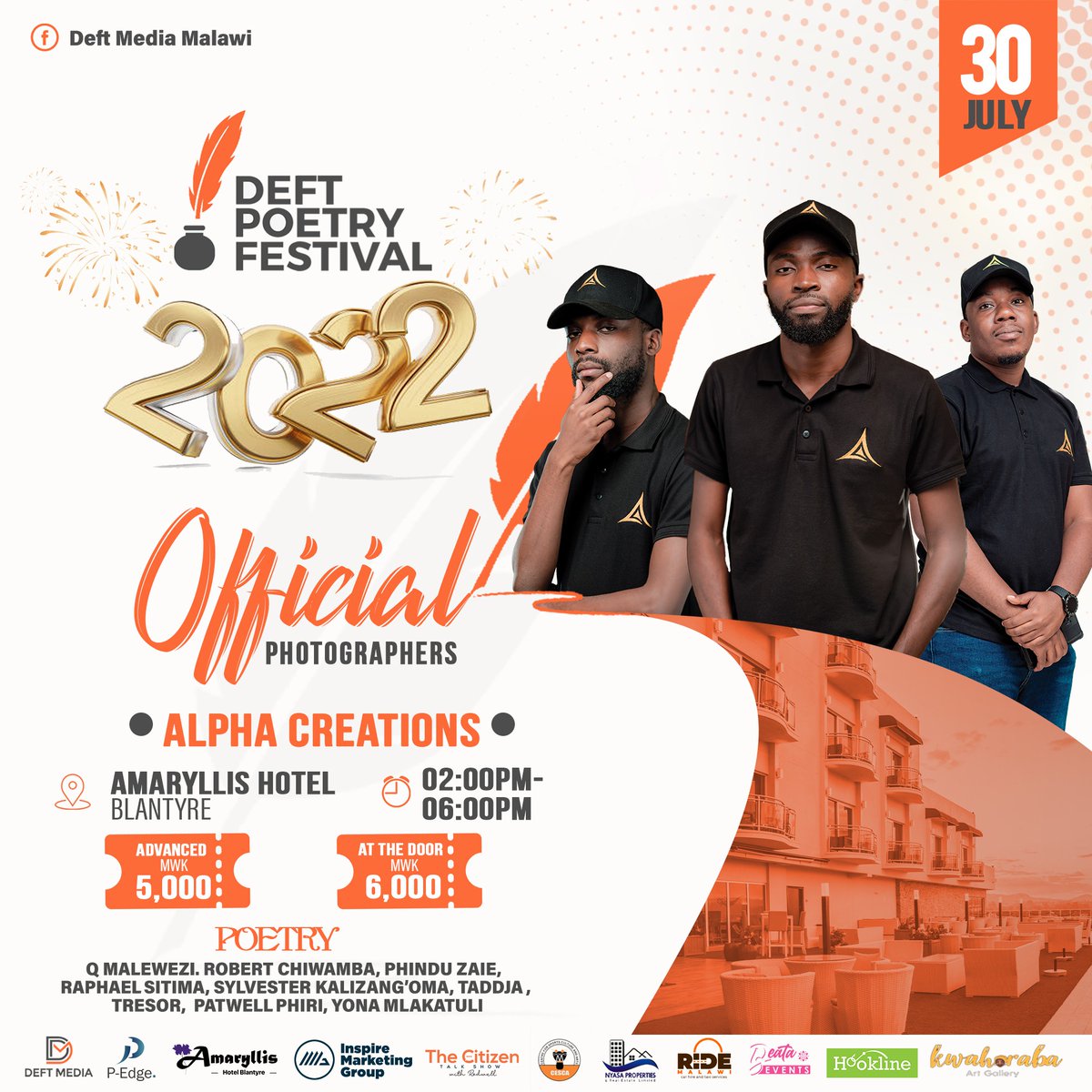 alpha_mw's tweet photo. Your official Photographers for this year's DEFT Poetry Festival in Blantyre, let's meet tomorrow at Amaryllis hotel https://t.co/XGSoJPpPfs