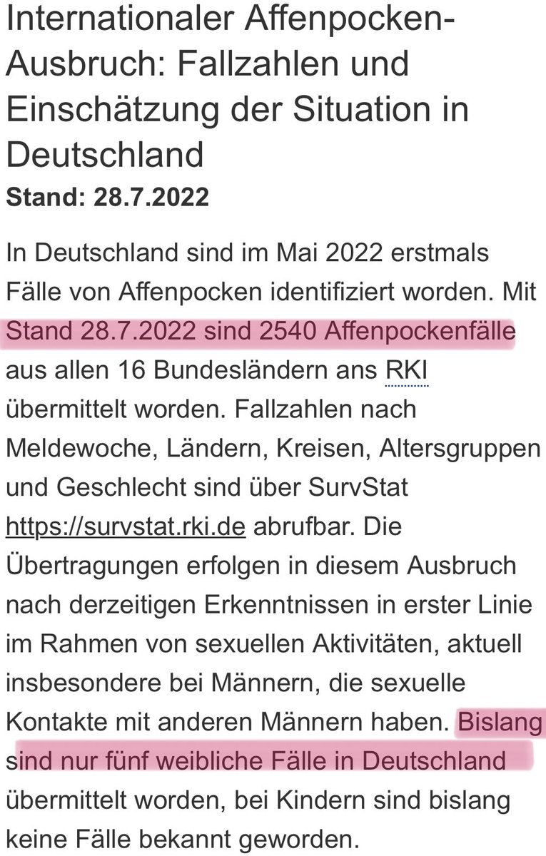 Ich fasse zusammen. Insgesamt 2540 Fälle, 5 davon weiblich in 🇩🇪.
Weiblich wie Ganserer oder zählen Transfrauen zu den 2535 Fällen?