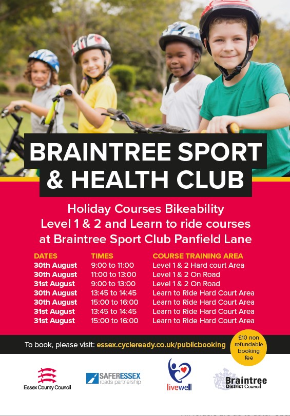 Level 1-2 Bikeability Courses at Braintree Sport Club!! 
30th-31st August 2022!! #bikeability #cycling #familyfun #schoolholidayfun #activities #braintree
