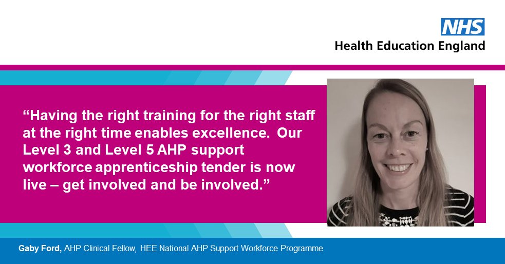 Senior Healthcare Supporter Worker Level 3 and Assistant Practitioner Level 5 apprenticeship standards tender for #AHPsupportworkers is now live on the NHS collaborative Procurement Portal &gt;&gt;&gt;  orlo.uk/E4HGN

#Apprenticeship 
<a href="/GabyFord2/">Gaby Ford</a>