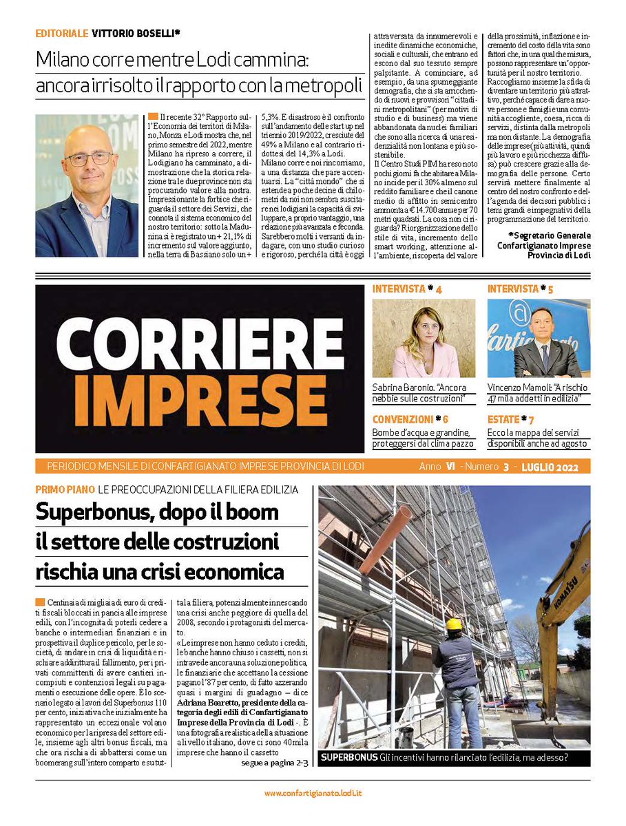 ConfartLodi's tweet photo. Superbonus 110%, dopo il rilancio dell'edilizia rischia di diventare un boomerang? Sul Corriere Imprese oggi in edicola con @ilCittadinoLodi l'inchiesta sul presente e il futuro delle #costruzioni. #Confartigianato #Imprese #artigiani #edilizia #superbonus https://t.co/0AdnAinJtf