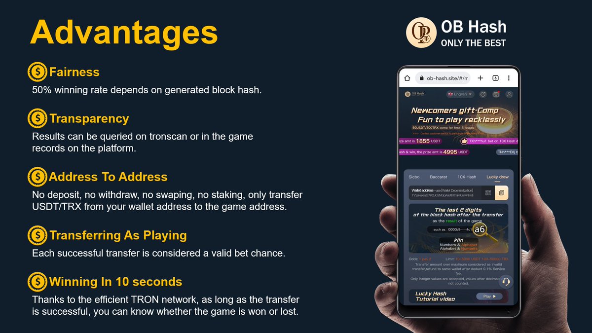 #obhashgame Being built on TRON using USDT/TRX offers 5 critical advantages over traditional prize linked savings accounts.
Hope y'all participate in our first OB Hash launching today!
Medium: obhash.medium.com
Channel: t.me/obhashchannel
Group: t.me/obhashgame