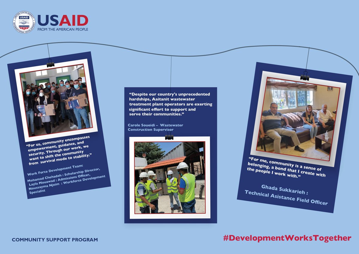CspLebanon's tweet photo. #DevelopmentWorksTogether.
@USAID's Community Support Program #CSP in Lebanon is a program implemented by
@Chemonics .On the occasion of the 47th anniversary of #Chemonics ,we asked #CSP staff what the communities they work with mean to them. This is how our staff responded https://t.co/q0LHSO3067