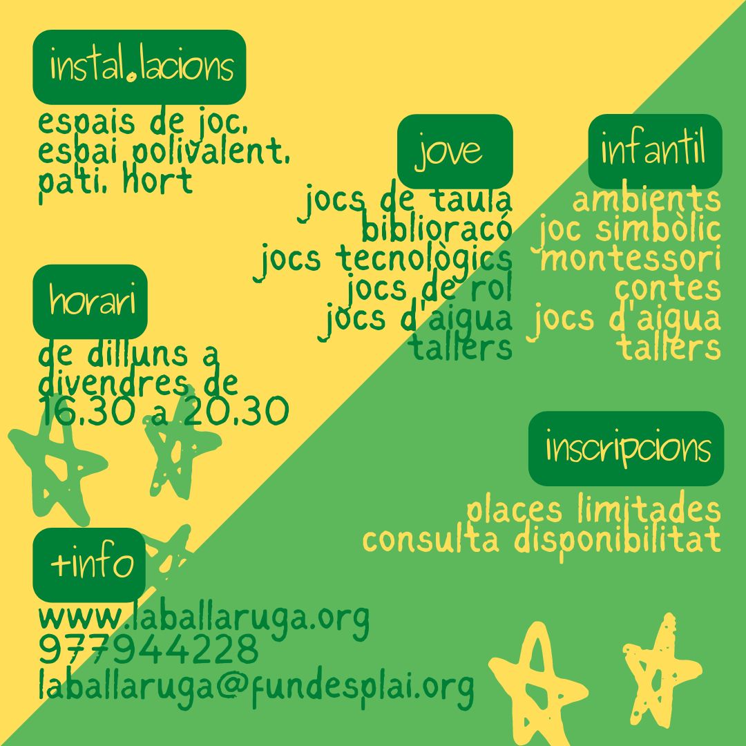 🧒Des la Regidoria de Polítiques de Gènere, Igualtat i Drets LGTBIQ de de l’Ajuntament del Vendrell s’ofereix un Servei a Temps x Cures de Canguratge a les tardes durant el mes d’agost

+info i inscripcions: laballaruga.org  

@Lgtbiqvendrell <a href="/LaBallaruga/">La Ballaruga</a>