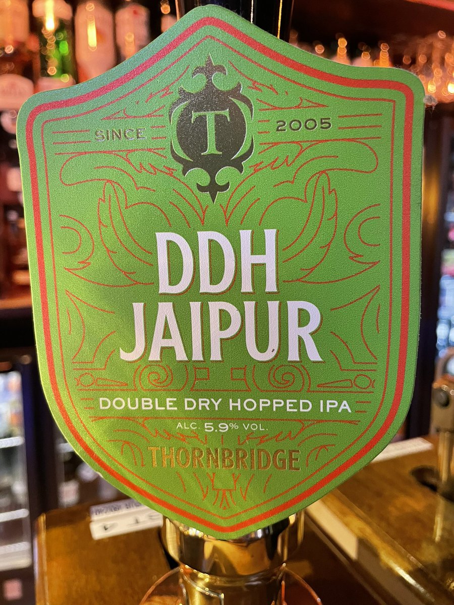 New OTB (Cask) @thornbridge DDH Jaipur - IPA 5.9% abv #Vegan thornbridgebrewery.co.uk/beer/ddh-jaipu… @yorkbeer