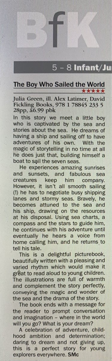 suemcgonigle's tweet photo. Pleased to review #TheBoywhoSailedtheWorld by @JGreenAuthor and #AlexLatimer @DFB_storyhouse for @BooksForKeeps (see latest issue of digital mag) https://t.co/vUovthFphH
