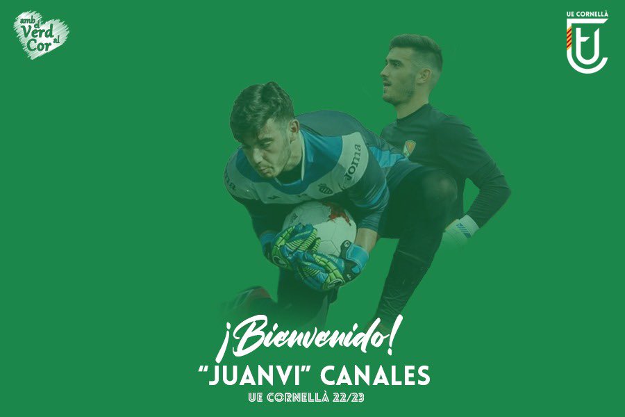 ue_cornella's tweet photo. 🆕 𝗙𝗜𝗖𝗛𝗔𝗝𝗘 𝟮𝟬𝟮𝟮 • 𝟮𝟬𝟮𝟯 🚨

✍🏻 El portero Juanvi Canales se convierte en nuevo futbolista de la #UECornellà.

🧤 ¡Bienvenido, @jvcanales2! 😉

🔗 https://t.co/OS75QlEIqv 

#PrimeraFederación
#Ambelverdalcor 💚 https://t.co/MOiDQd4Qsg
