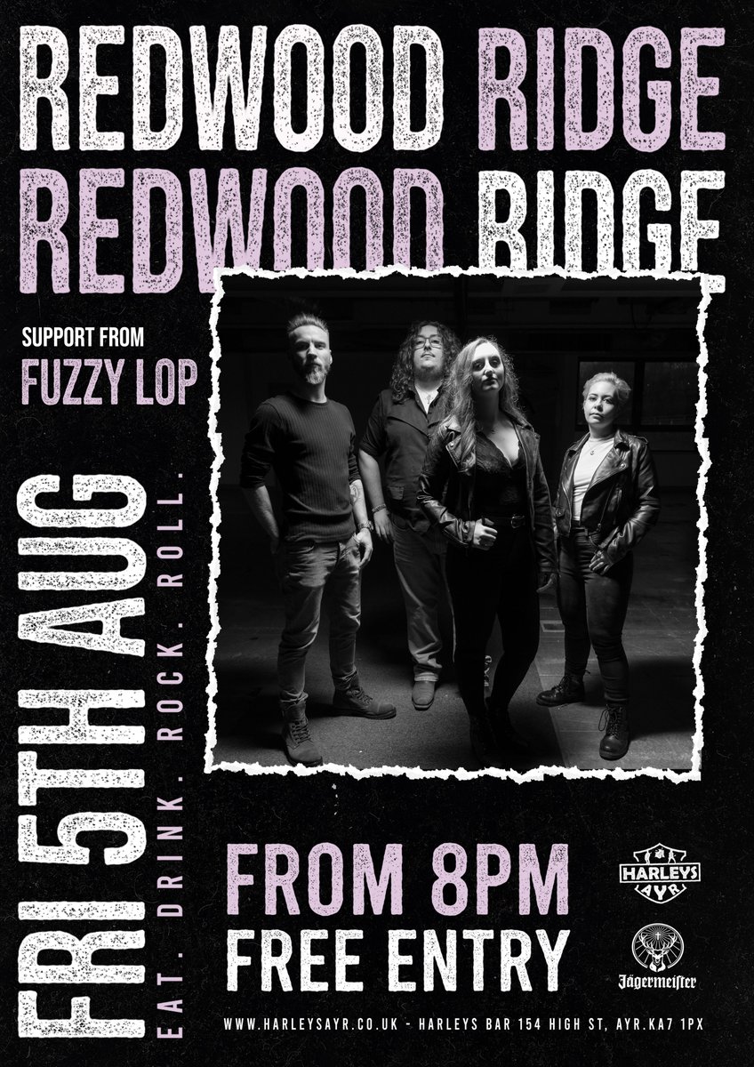 1 week today we play our comeback gig with <a href="/FuzzyLopMusic/">FUZZY LOP</a> at <a href="/HarleysAyr/">Harleys Ayr</a> 
Check out Fuzzy Lop's new single "Hold Me", out today.
Our 10 song debut album is available to stream now - emubands.ffm.to/redwoodridge
