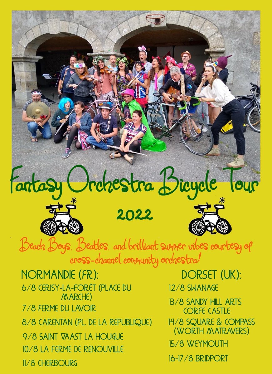 FantasyOrch_P's tweet photo. the Fantasy Orchestra is on tour in Normandie and Dorset 🥳🚲🎵 https://t.co/0eRbqq8Zjj