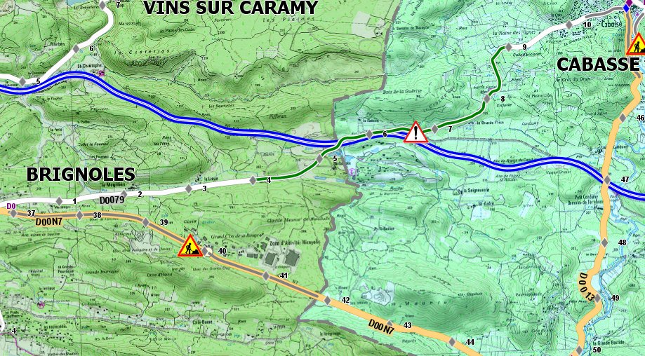 RouteVar's tweet image. Selon les premiers éléments reçus, une fusillade aurait eu lieu entre BRIGNOLES et CABASSE au niveau du Domaine Grand-Pièce, de ce fait, la RD79 est actuellement fermée à la circulation entre les carrefours RDN7/RD79 et RD79/RD13.
Déviation par RD13 et RDN7 via Flassans/Issole