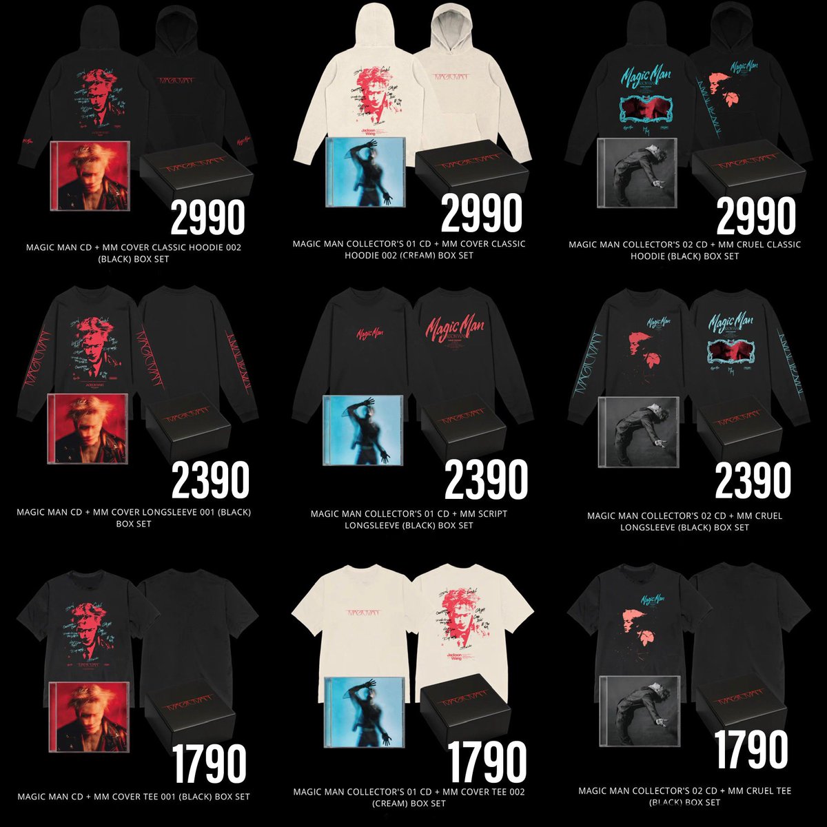 opolkhem_'s tweet photo. [pls rt] พรี #MAGICMAN #Cruel 

✅ ราคาตามในรูป 
✅ รับมัดจำ , บัตรเดรดิต ทุกธนาคาร
✅ ราคารวมส่งจากเมกาและภาษีเรียบร้อย ไม่มีเก็บเพิ่มค่ะ 

📎รายละเอียดเพิ่มเติมในฟอร์มค่า
https://t.co/HeZTKy342f

#ตลาดนัดอากาเซ #ตลาดนัดอากาเซ่ #ตลาดกัซ #jacksonwang https://t.co/TqG1S88JQe