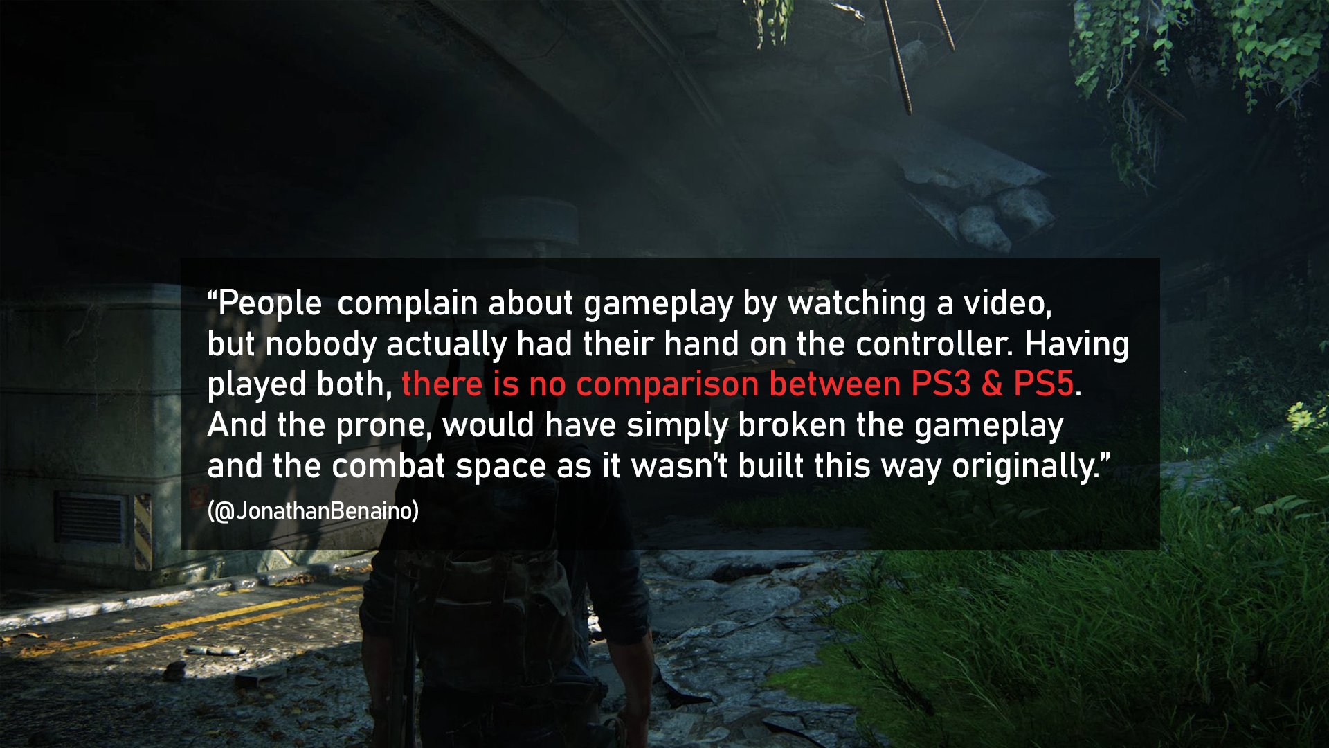 Naughty Dog Info on Twitter: "Naughty Dog Dev Jonathan some of the The Last of Us Part I criticism. https://t.co/nJHqtO71XI" / Twitter