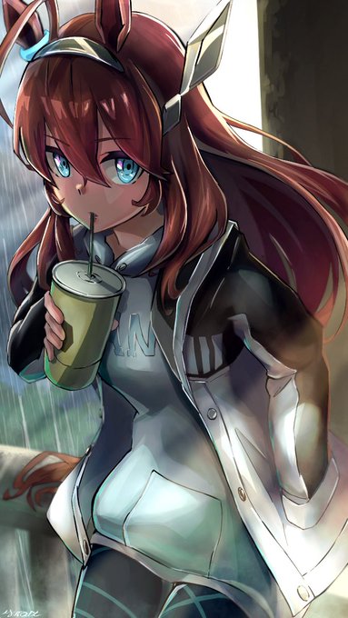 雨宿りミホノブルボンちゃん※耳と足が途切れたのでタップ推奨#ウマ娘 #イラスト  #絵師さんと繋がりたい 