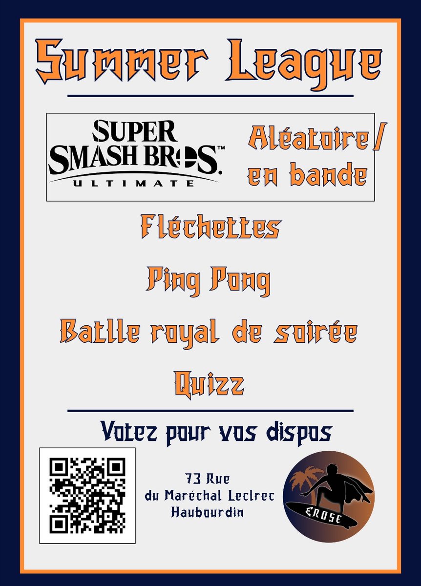 EroseSmash's tweet photo. Pour ceux qui ne l'ont pas encore fait n'oubliez pas de voter pour vos dispo lors de la summer league!
Je vous conseille fortement de vous y interesser ca va être excellentissime https://t.co/hGHnbACCr4