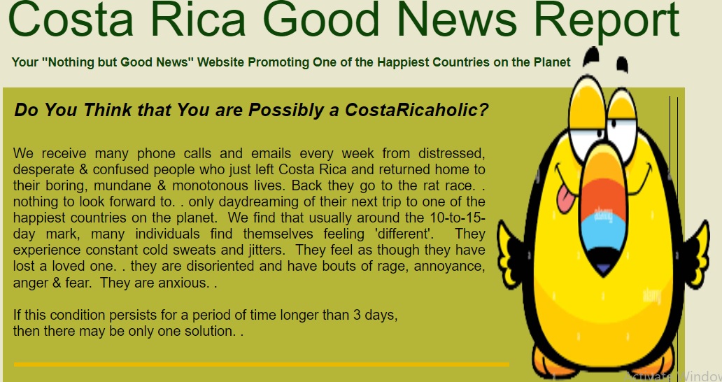 Are You a CostaRicaholic?  
Well, if you think you are, YOU NEED HELP!  costaricagoodnewsreport.com
The Doctor is IN!  #costarica #costaricaadventures #costarica2022 #puravida #puravidalifestyle #movingtocostarica #livingincostarica