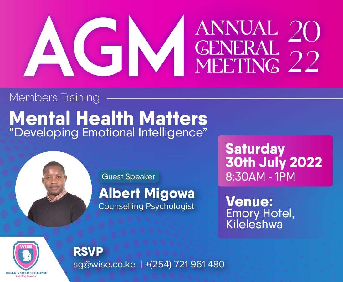 Will be holding a session on emotional intelligence with women in safety excellence.
#EmotionalIntelligence 
<a href="/Ohospital3/">Ohospital</a> <a href="/EarthLoveUnited/">Earth Love United</a> <a href="/IreneMutile/">Irene Mutile</a> <a href="/WanjeriNderu/">WANJERI NDERU #STOPTheseTHIEVES LINDA KATIBA</a> <a href="/NyarAgara/">Stella Agara</a> <a href="/elfafrica1/">Emerging Leaders Foundation-Africa</a> <a href="/WakoliCaren/">Caren Wakoli</a>