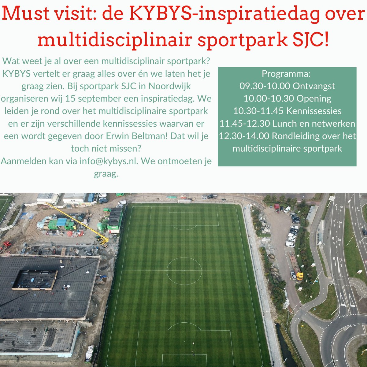 KYBYS_NL's tweet photo. Jij bent er toch ook bij? πͺ
#KYBYS #kennissessie #kennisdelen #professionals #sport #sportpark #netwerken #ontmoeten #rondleiding https://t.co/vHhYdlrIDK