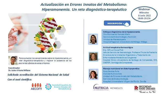 RecordatiRareES's tweet photo. Visita #RRDCampus, nuestro espacio para profesionales sanitarios, y podrás ver el webinar "Actualización en #EIM: #Hiperamoniemia. Un reto diagnostico Terapéutico"
Esta actividad está avalada por avalada científicamente por @AECOMySociedad y #SEEIM https://t.co/KfpVUJgKlq https://t.co/4V6aRMrxZs