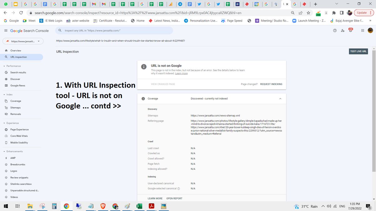 ImChandanKumar's tweet photo. @kmadhav @rustybrick @JohnMu @dannysullivan @googlesearchc Day 5: Reported again with case ID: 0-9021000032716. Case Brief: URL Inspection > Google Index > URL is not on Google, Live Test > URL is available to Google, Indexing status: No, after 4-5 hours Indexing status: Yes. Still waiting to get resolved. @googlesearchc @searchliaison https://t.co/dWwqjpKwoY