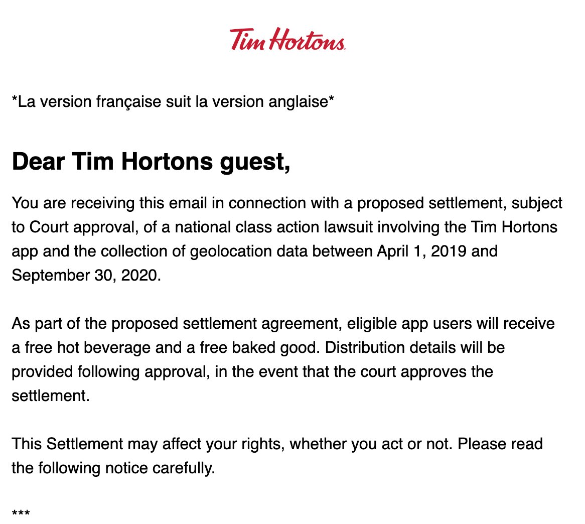 Tim Hortons offers free coffee to settle mobile app class action lawsuits