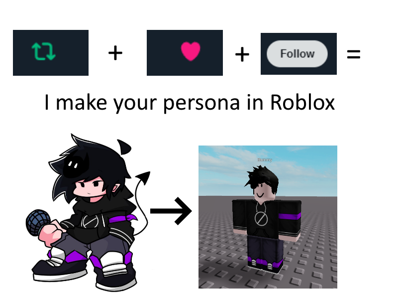 TheWiseWan1's tweet photo. like + retweet + follow + reply = I will make your persona in roblox

3 SLOTS AVAILABLE GO GO GO
ends in a few days idk https://t.co/1zWmNrapmB