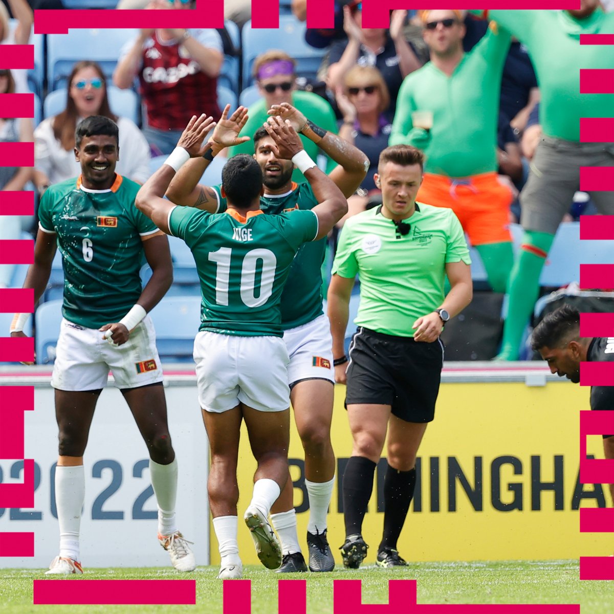 SVNSSeries's tweet photo. Biggest cheer of the day so far? 

Definitely Sri Lanka scoring against New Zealand!

#HowWeSevens #B2022 https://t.co/CsdqZXx009