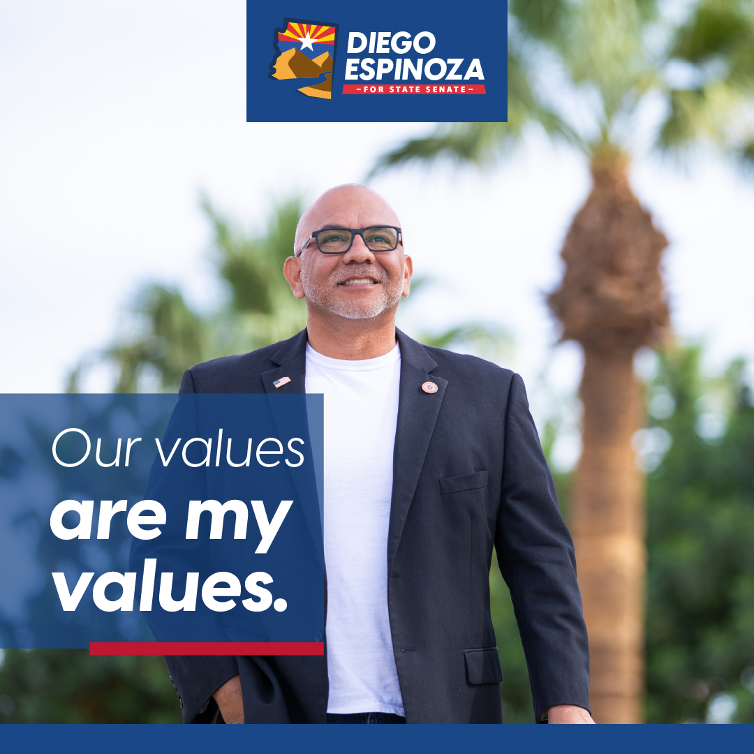 Dedication. Independence. Entrepreneurial. Generous. Optimistic. Diego is a son. Brother. Neighbor. Friend. Small business owner. He shares our values and fights for our priorities. Let's elect Diego as our next #LD22 state Senator!