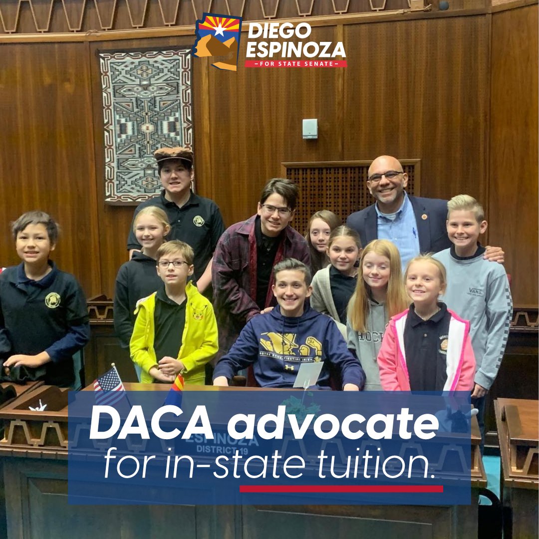 Got in-state college tuition costs for DACA recipients onto the November ballot. 1 billion in new funds for public schools. $25 million for an I-10 on ramp in Tolleson. Diego is delivering results that matter to the people in #LD22. Vote for Diego Espinoza as our state senator!