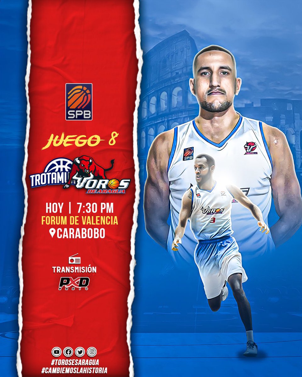 Oficialtorosbbc's tweet photo. VALENCIA, ¡¡ALLÁ VAMOS!! 🐂🏟️

🆚 Trotamundos de Carabobo.
🏟️ Forum Plaza Arena, Valencia. 
⌚ 7:30pm. 

Transmisión:

📻 PXD Radio Web (@pxdradio). 

#AraguaEsToros #CambiemosLaHistoria https://t.co/DgOu0qThyU