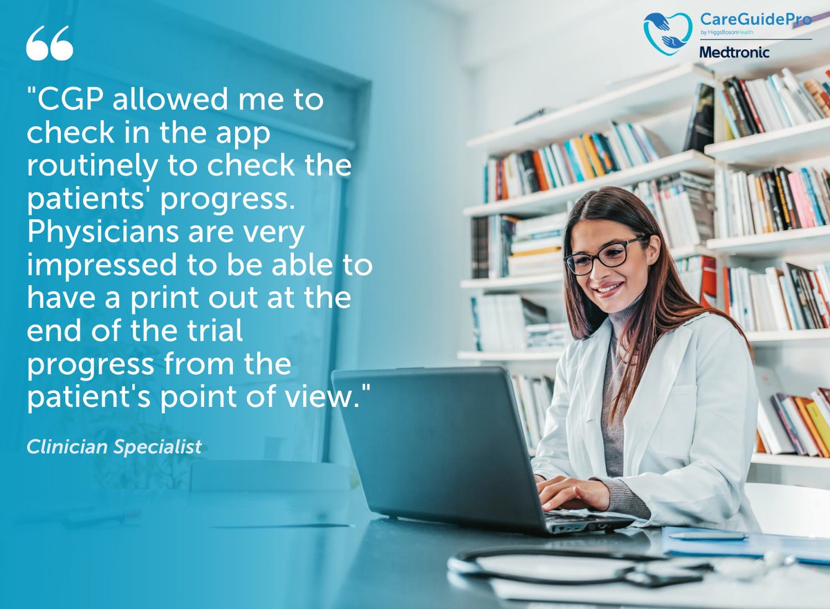 HiggsBosonHlth's tweet image. #CareGuidePro is making #SCS trials more streamlined and efficient! 

Clinicians are able to routinely track patients&apos; progress through the app from start to finish and receive a comprehensive report of the trial!

#RemotePatientMonitoring #HealthcareInnovation