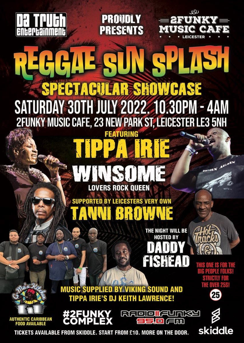 dmuleicester (@dmuleicester) on Twitter photo The best of Reggae and Lovers Rock comes to <a href="/2funkymusiccafe/">2Funky Music Cafe</a> with legends <a href="/tippairie7665/">Tippa irie</a> and <a href="/WinsomeLMM/">Winsome</a> plus Leicester’s own <a href="/tanni3browne/">Tann-I Browne</a> 💓💛💚 Saturday 10.30pm to 4am. Tickets £15 adv 👉bit.ly/3bdMB5Y #DMUtop10 <a href="/DaTruthEnterta1/">Da Truth Entertainment</a> #DMUtop10 The best of Reggae and Lovers Rock comes to <a href="/2funkymusiccafe/">2Funky Music Cafe</a> with legends <a href="/tippairie7665/">Tippa irie</a> and <a href="/WinsomeLMM/">Winsome</a> plus Leicester’s own <a href="/tanni3browne/">Tann-I Browne</a> 💓💛💚 Saturday 10.30pm to 4am. Tickets £15 adv 👉bit.ly/3bdMB5Y #DMUtop10 <a href="/DaTruthEnterta1/">Da Truth Entertainment</a> #DMUtop10