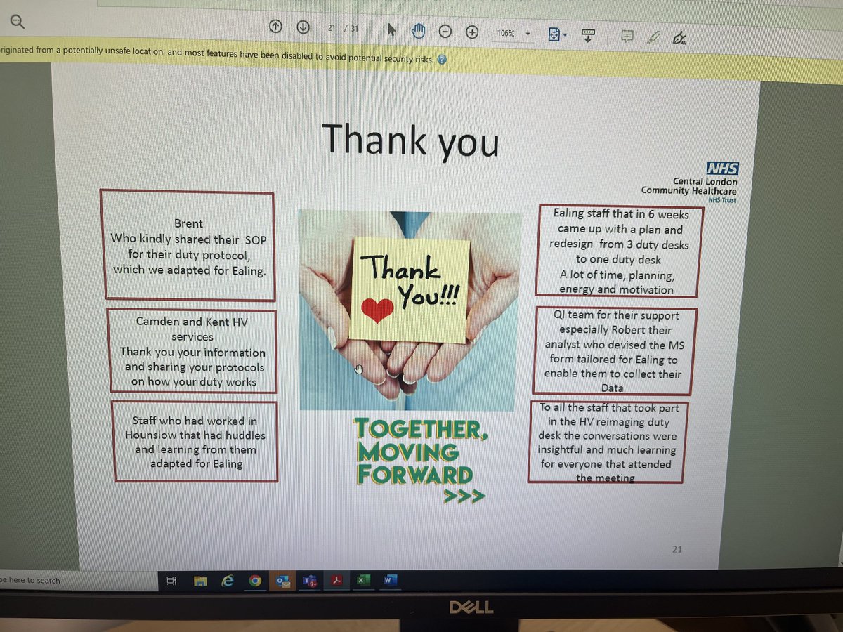 What a great slide - all these thank yous from the Transforming Ealing 0-19 Duty QI project. Inspiring work and amazing use of data. Thank you for sharing at our ⁦<a href="/CLCHNHSTrust/">Central London Community Healthcare NHS Trust</a>⁩ Business Meeting ⁦<a href="/CLCH_QI/">Quality Improvement at CLCH</a>⁩