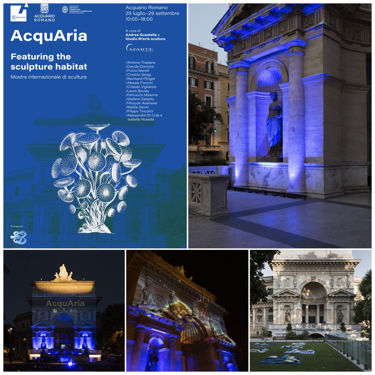 architettiroma's tweet photo. #AcquAria #mostre
🎯AcquAria – Featuring the sculture habitat (29.07 – 29.09)
Una mostra collettiva di #scultura a cura di Andrea Guastella e dello Studio di scultura M’Arte.
.
ℹ Dal lunedì al venerdì-h.10-18 + aperture speciali durante AcquAria-Ingresso libero 
.
#roma #cultura https://t.co/z7XQksOLDY