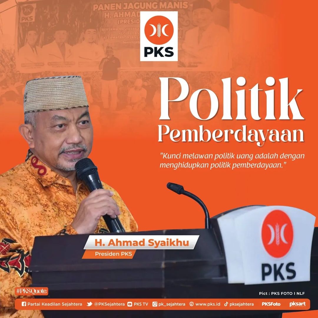 Faktor penentu kemenangan bukan karena uang yang melimpah, tetapi justru idealisme kita yang mendorong kemenangan. Dan yang paling menentukan kemenangan adalah Allah Subhanahu wa ta'ala

#PKSquotes #PKSPelayanRakyat #PKS