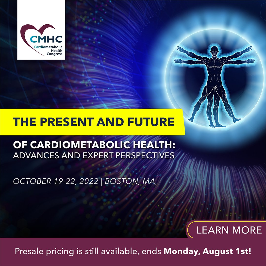 Cardiometabolic Health Congress (@cmhc_cme) on Twitter photo The experts at #CMHC are busy putting the final touches on our #CMHC17thAnnual. If you haven't registered yet to join us on October 19-22, 2022, at the historic <a href="/BostonParkPlaza/">Boston Park Plaza</a>, DO IT NOW while the presale pricing is still available!
👉Register today: cmhc.info/3JczezP The experts at #CMHC are busy putting the final touches on our #CMHC17thAnnual. If you haven't registered yet to join us on October 19-22, 2022, at the historic <a href="/BostonParkPlaza/">Boston Park Plaza</a>, DO IT NOW while the presale pricing is still available!
👉Register today: cmhc.info/3JczezP
