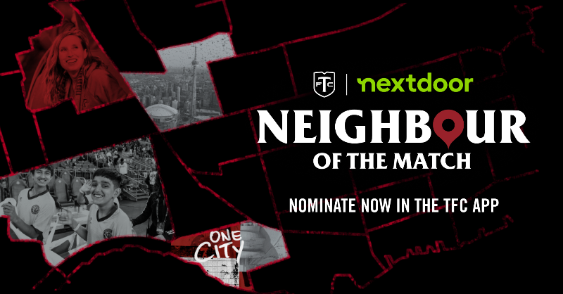 TorontoFC's tweet photo. Know a good neighbour in your community? 

Nominate them now to be the Neighbour of the Match for a chance to win TFC tickets and swag.

#TFCLive | @nextdoor