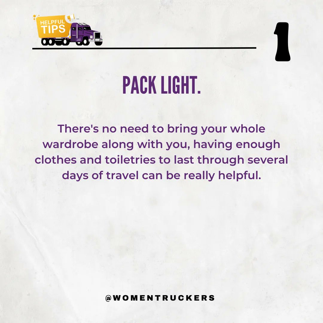 WomenTruckers's tweet photo. If you're a female truck driver and just starting out, you might be wondering what kind of things you'll need to pack for your long trip. Check out these tips from #realwomenintrucking. #truckeressentials #truckerneeds #truckerhygiene #truckertips #KnowTheDifference https://t.co/Fs7uKYv6e5
