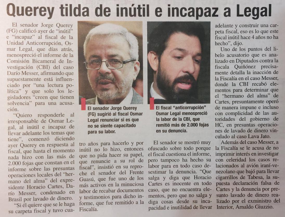 chiqui_avalos's tweet photo. " Que salga y diga q Cartes es inocente...pero que no diga cosas desde su incapacidad,q este fiscal inutil no ha hecho en cuatro años"
Sen. JORGE QUEREY
Dato no menor, HC y el fiscal LEGAL comparten abogado:Guillermo PREDA.
Casualidad? https://t.co/ppu33cwidK