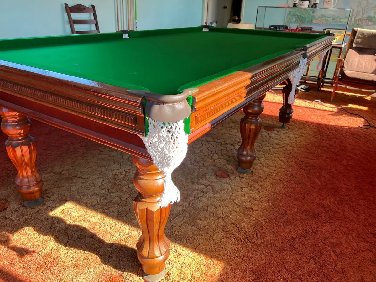 MasterBilliards's tweet photo. Refurbishment complete on an antique table for a lovely couple in Blacktown. 
✅Repolish of cushions
✅New Replacement Cloth 
✅New Nets &amp; Leathers
✅Remark
✅Respot
✅Relevel
✅Iron Cloth
✅Ready to play
Proudly Australian manufacturer🇦🇺 https://t.co/pQk2OQSSzc