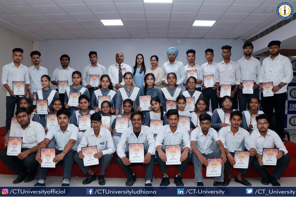 CT_University's tweet photo. #CTU organized an event 'Shining Star' for the meritorious students of 10th and 10+2 (PSEB). 1500+ Students awarded with mementos and appreciation certificates. Congratulations Shining Stars ... All the best for future ✌️

 #TeamCT #CTian #shiningstar #admissionopen https://t.co/s1Bcc8vQ06