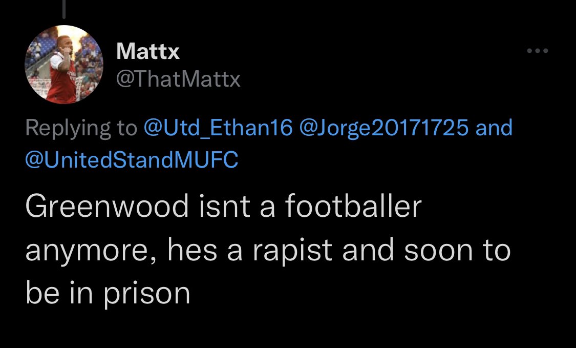 @ThatMattx @SanchoScenes @zeeshan09128028 @UnitedStandMUFC @samuelluckhurst Innocent till proven guilty but you’re calling him a racist, so you’re also tarnishing his name without him being addressed as “proven guilty”