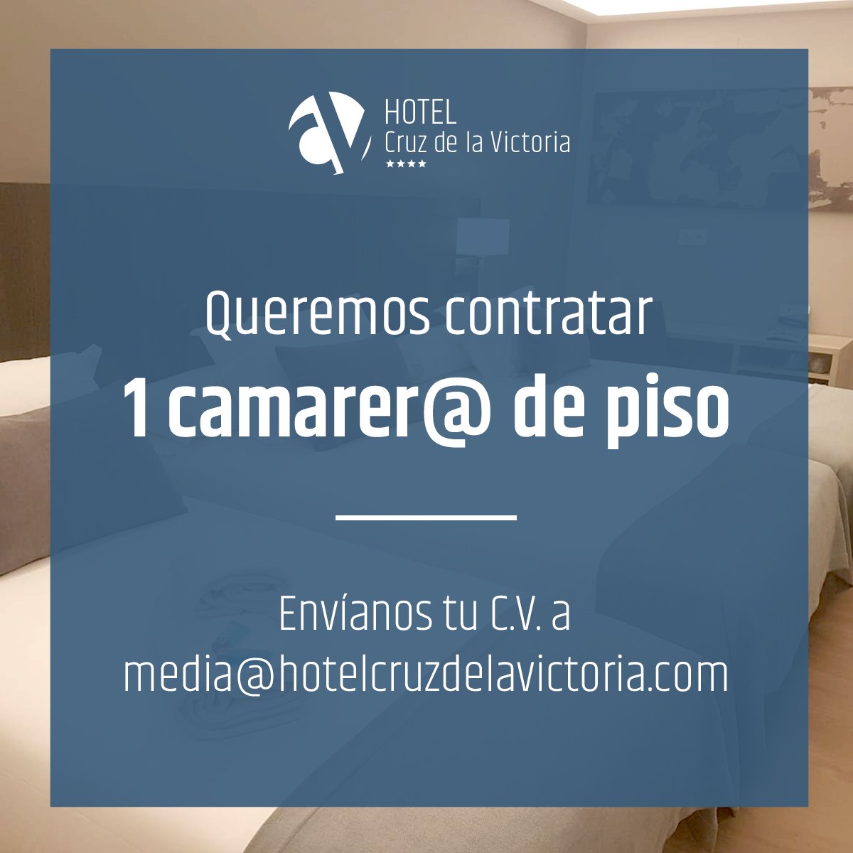 HCruzVictoria's tweet photo. Necesitamos reforzar nuestra plantilla con nuev@s emplead@s para este verano☀️

Envíanos tu curriculum a media@hotelcruzdelavictoria.com si te interesa sumarte a nuestro proyecto de 4 estrellas🏩 https://t.co/5v8uschDO4