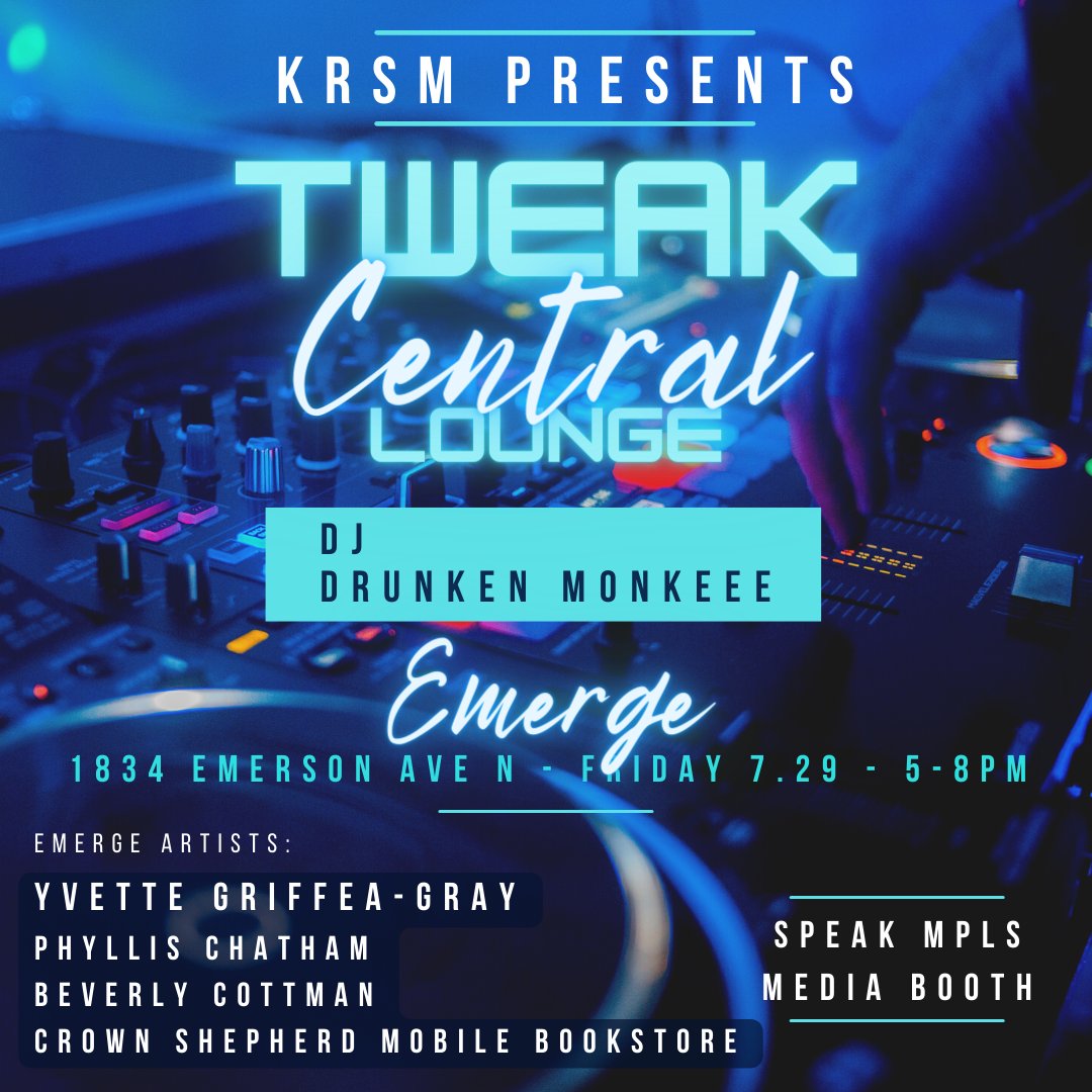 Tonight KRSM will sponsor Tweak Central Lounge at Emerge for <a href="/FLOWNorthside/">FLOW Northside Arts Crawl</a> come support the artist and vendors from 5-8pm!