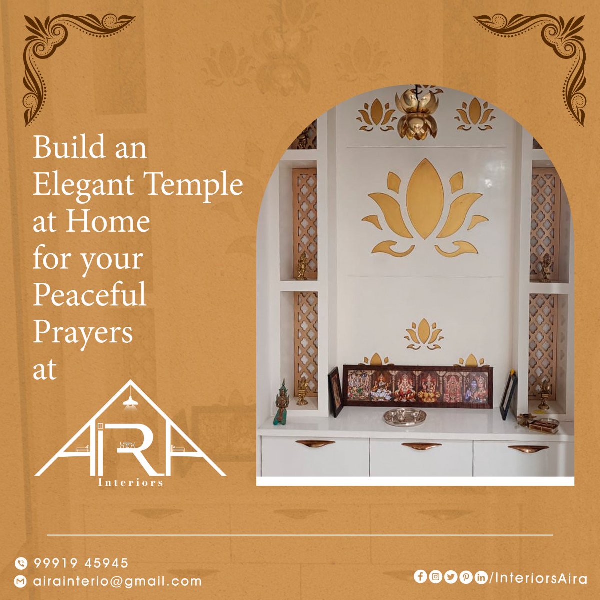 Make your space of devotion beautiful and bright with #Aira!

Contact us now
📞 9991945945
📧 airainterio@gmail.com

#Airainteriors #poojaroom #poojaroomdecor #homedecor #home #temple #hyderabad #devotional #hometemple #interior #interiors #culture #indianhome #indianethnic