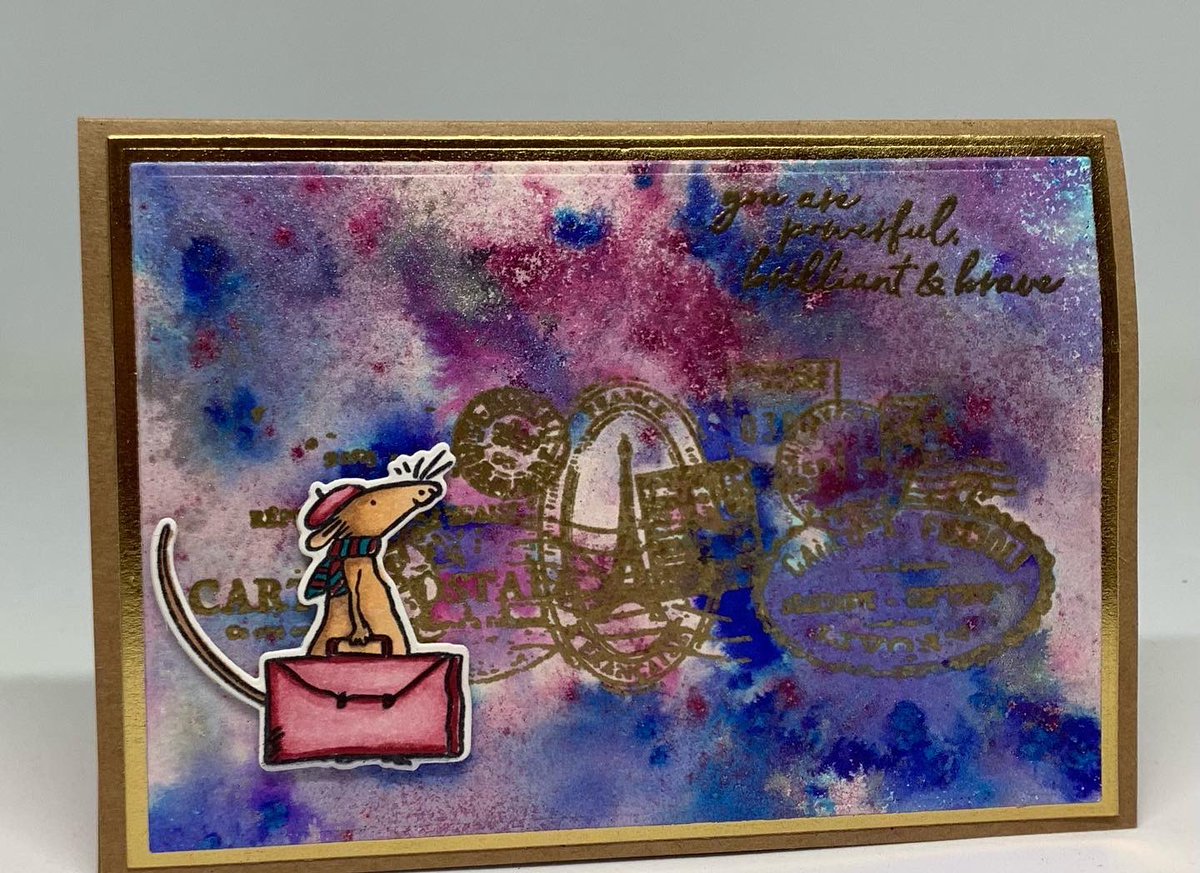 BlingCottage's tweet photo. Cosmic shimmer backgrounds with an embossed postage stamped image and of course a cute Anita Jeram mini - The Artist.

#snazziscrappindubbo #anitajeramstamps #coloradocraftcompany https://t.co/CJ4nUG0S1S