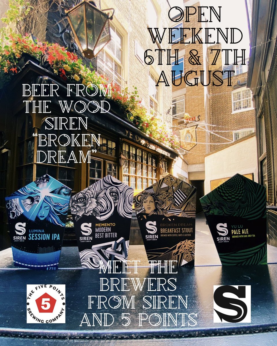 Open weekend alert! 
Our annual open weekend featuring beers from <a href="/SirenCraftBrew/">Siren Craft Brew</a> and <a href="/FivePointsBrew/">The Five Points</a> , Meet the Brewer sessions and Cellar tours! 
Broken Dream Breakfast Stout will also be pouring from our wooden casks🍻
#gbbf #realale #beerfromthewood #camra #spbw #gbbf2022