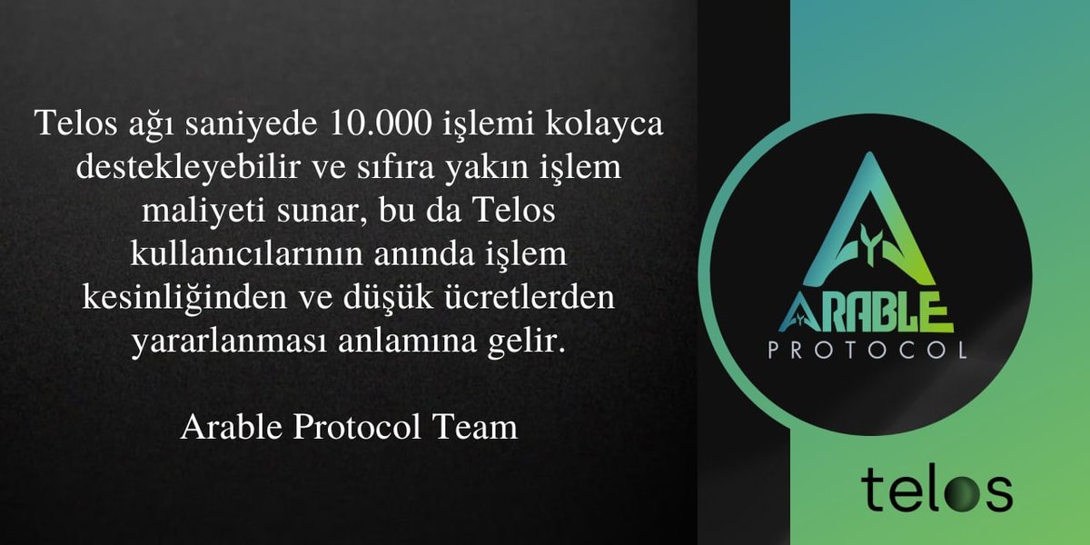 TelosTurkey's tweet photo. Son teknoloji ürünü çok zincirli farm platformu olan Arable Protokol'e #WhyTelos diye sorduk.
İşte @ArableProtocol ekibinin söyledikleri.👇
#web3 #blockchain #kripto https://t.co/st8wz76qmi