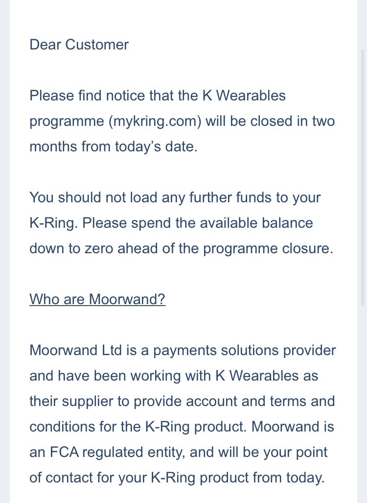 team_jennings's tweet photo. @KWearables For those people not yet actually registered with their device/bank account. Probably relevant for those who have orders outstanding etc: https://t.co/p7fOrG5PhG