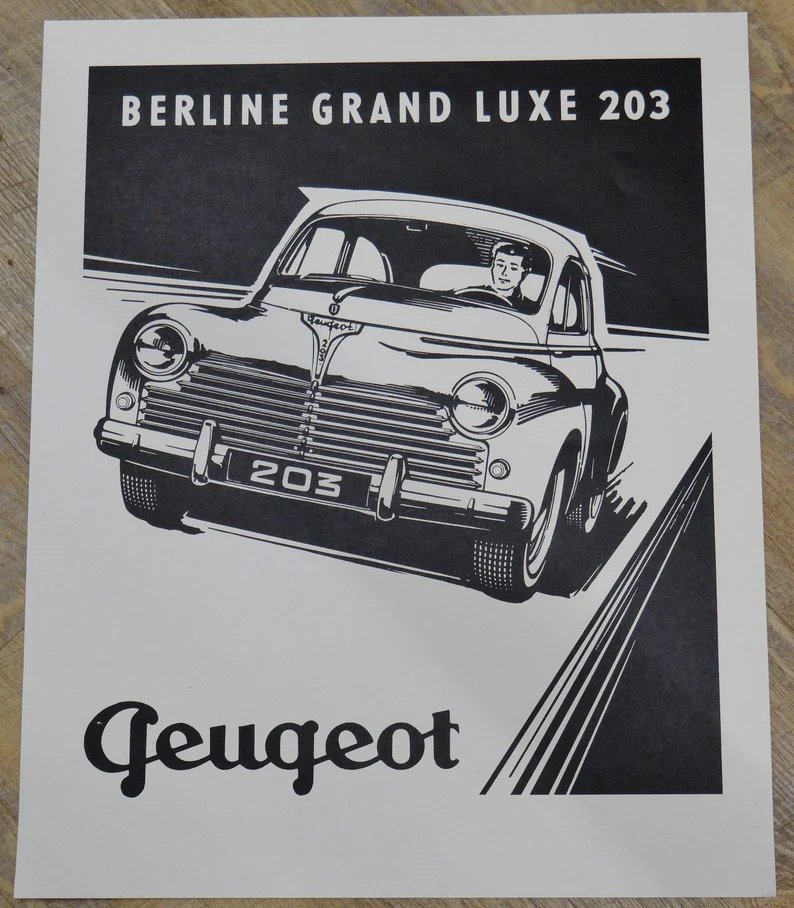 marieartcollec1's tweet photo. Vintage automobile poster, Peugeot 203, French car poster, poster printed in lithography https://t.co/dQQ6bUe3CX via @Etsy #Peugeot #vieillesVoitures #voituresDeCollection @SympathyRTs @SGH_RTs @BlazedRTs @GFXCoach #MarieArtCollection @OnlyGreatsPics @DripRT #wiseshopper https://t.co/dhtsgCvchj